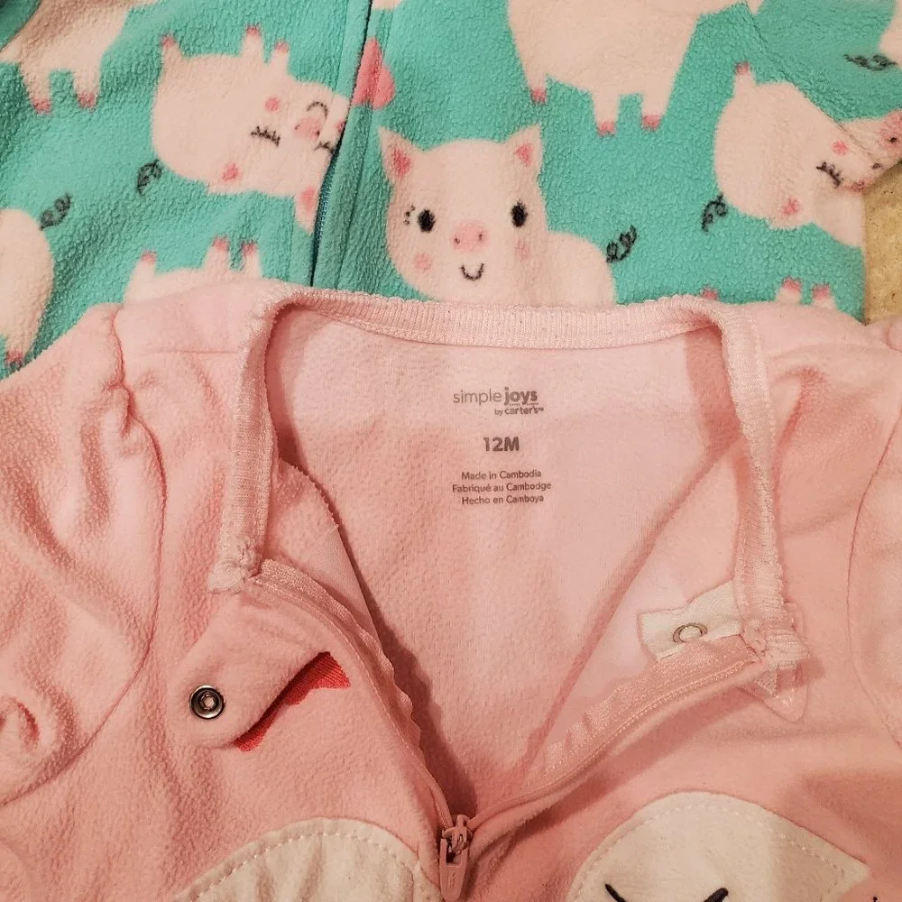 Lot of 7 Girl's Footed Sleepers 12 months - Picture 3 of 3